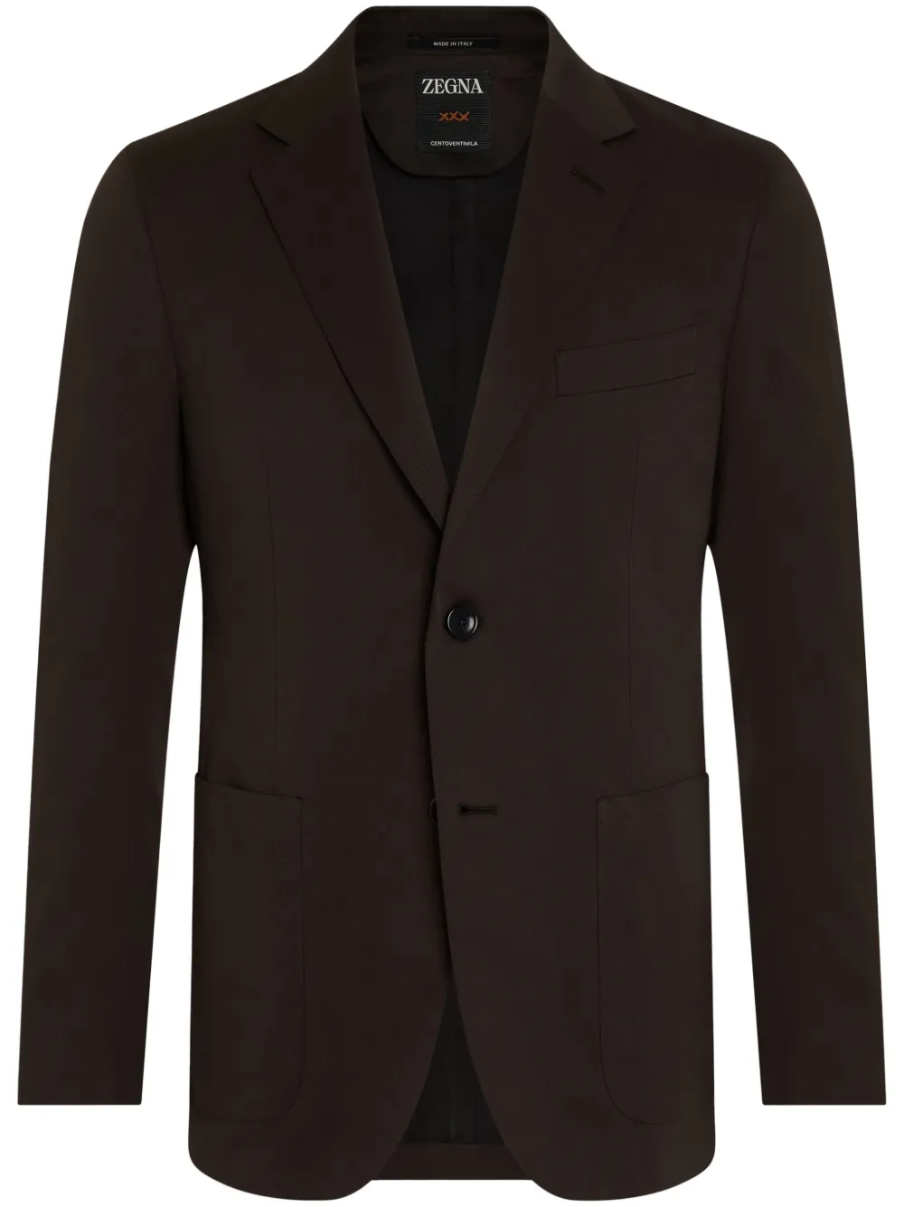 Shop Zegna Centoventimila Cotton-wool Blazer In Brown