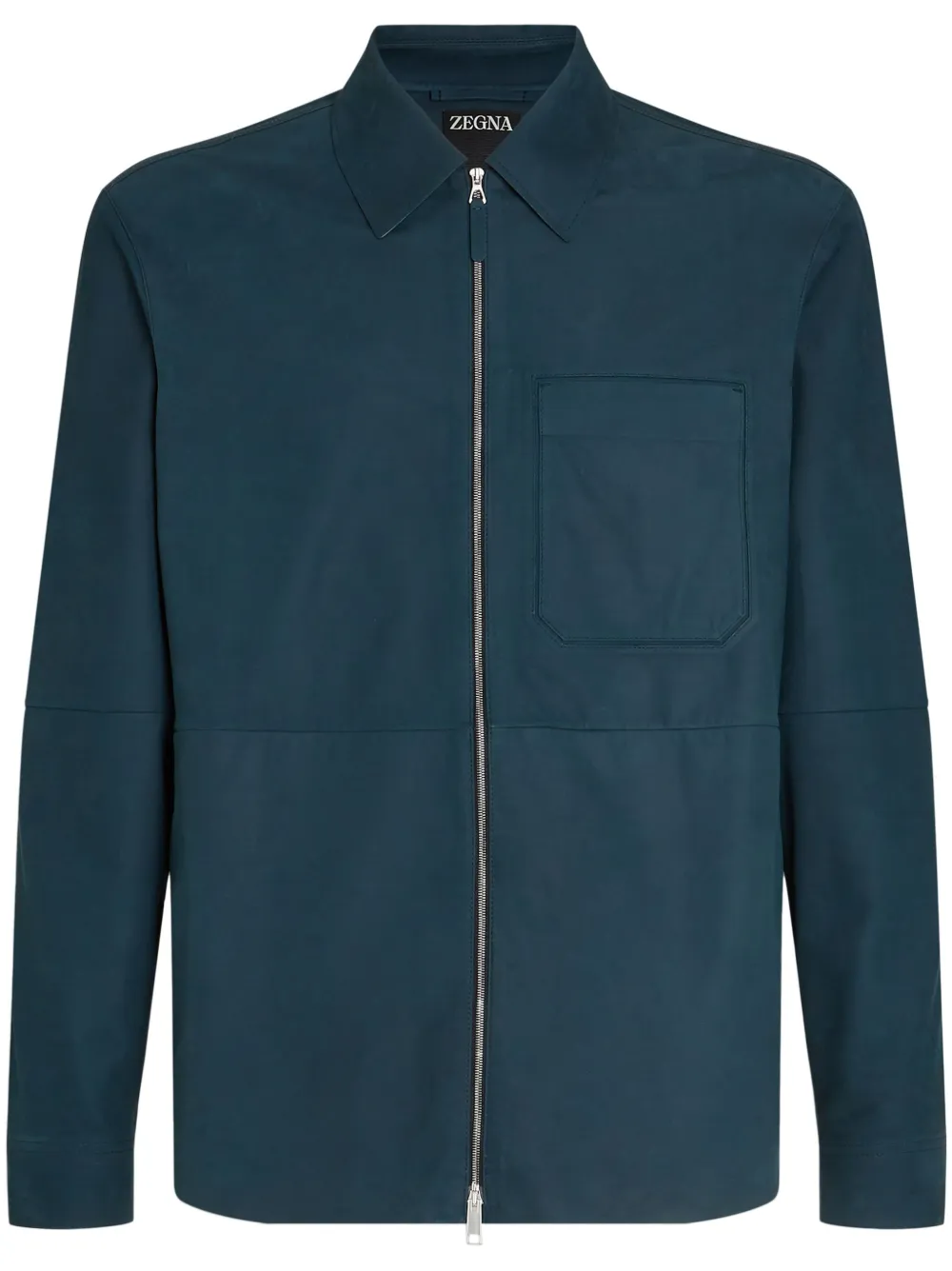 Zegna Leren shirtjack Blauw