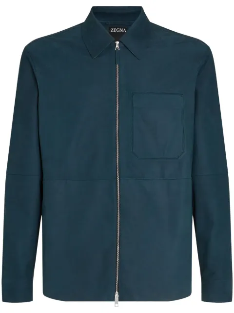Zegna leather shirt jacket