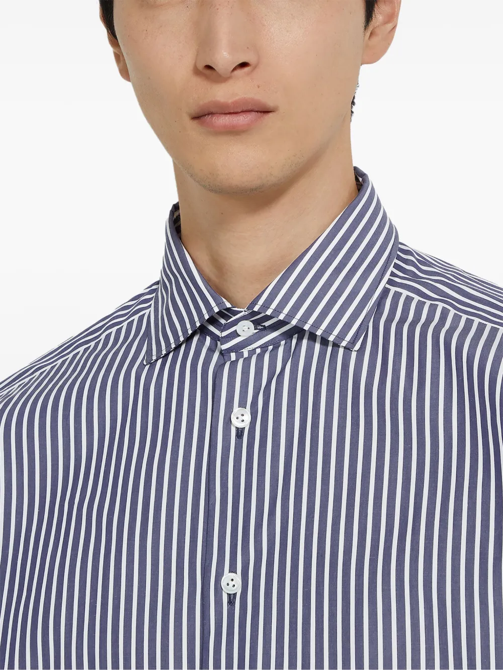 Zegna Centoventimila gestreept katoenen overhemd Blauw