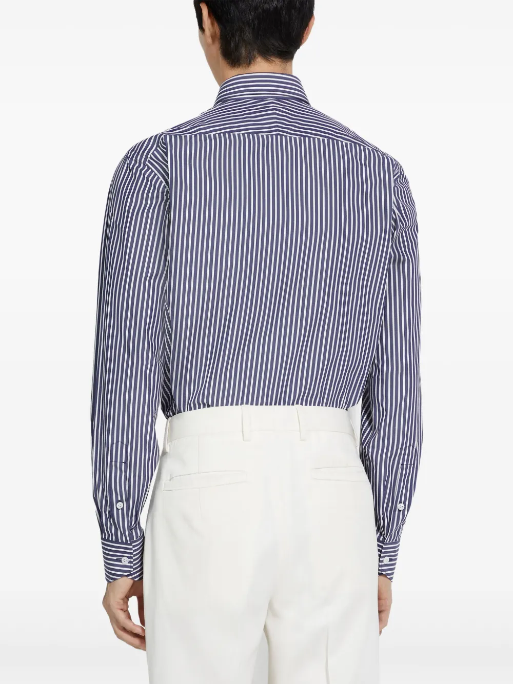 Zegna Centoventimila gestreept katoenen overhemd Blauw