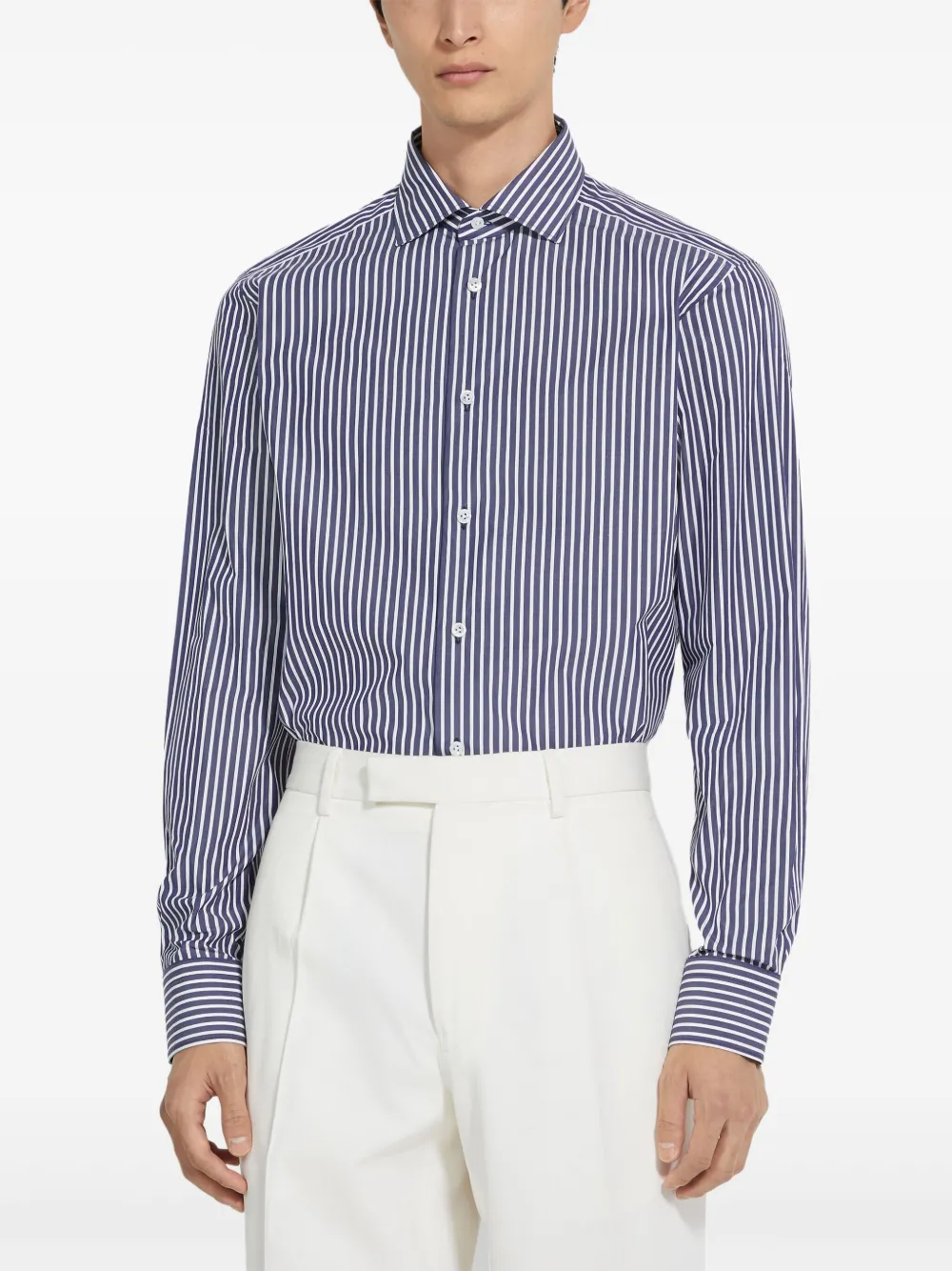 Zegna Centoventimila gestreept katoenen overhemd Blauw