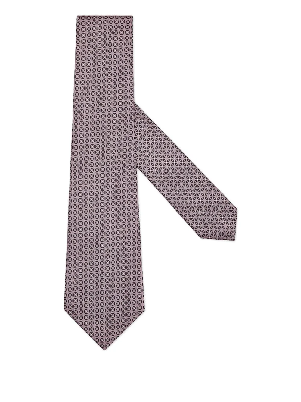 Zegna Geometric-pattern Silk Tie In Gray