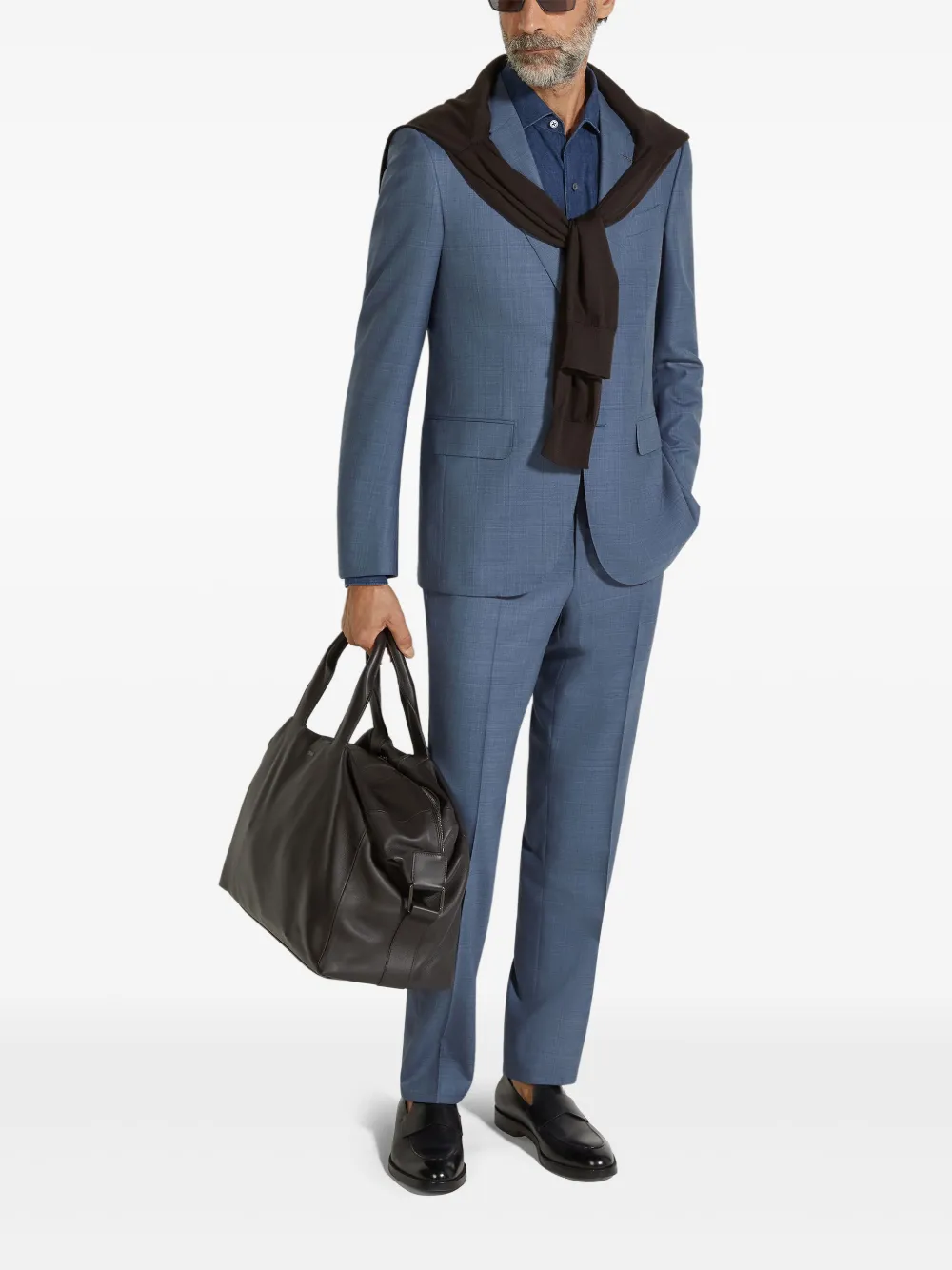 Zegna Pak met enkele rij knopen - Blauw