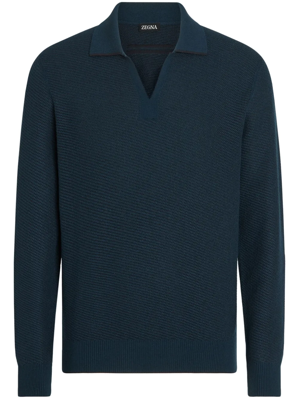 Zegna シルクカシミア ポロシャツ - ブルー Zegna シルクカシミア ポロシャツ - ブルー