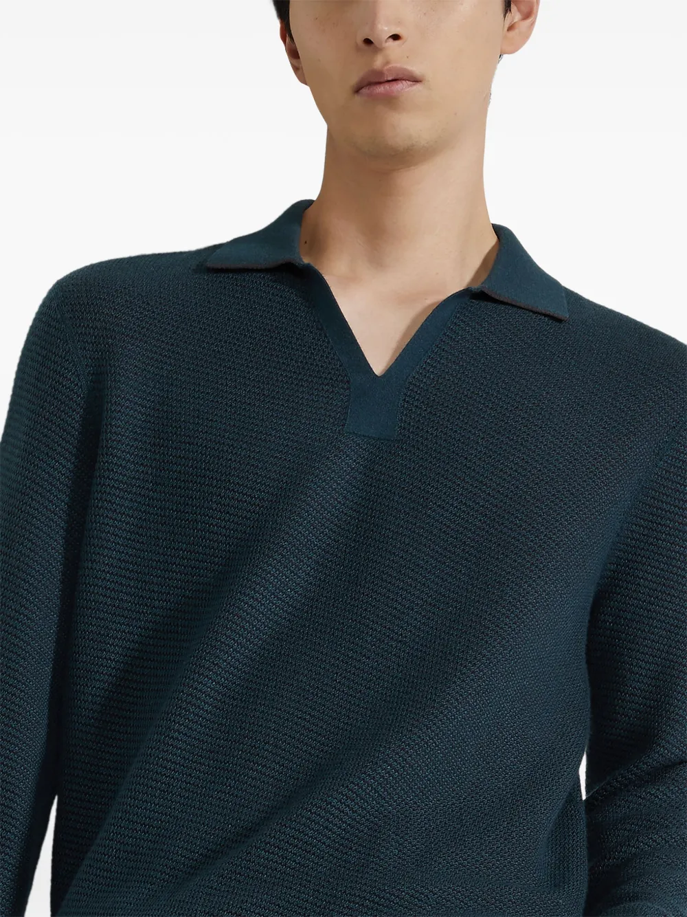 Zegna Poloshirt van zijde-kasjmierblend Blauw