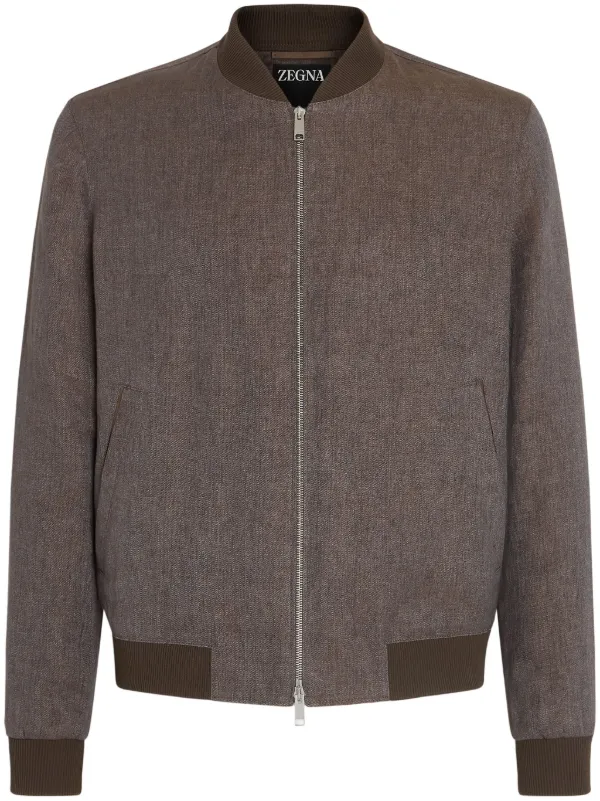 〈ZEGNA〉Oasi Linoボンバージャケット（関税込み） Zegna Oasi Lino ボンバージャケット | ブラウン | FARFETCH JP