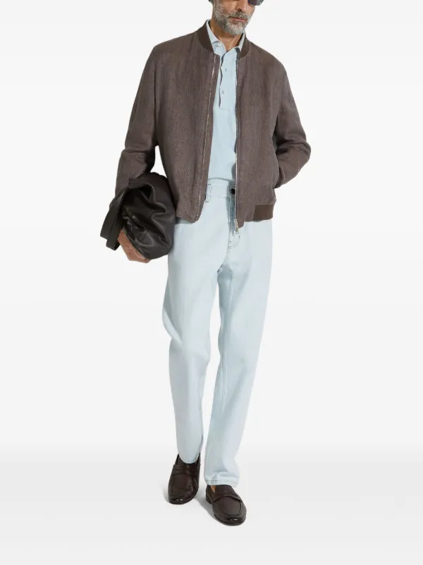 Zegna Oasi Lino ボンバージャケット | ブラウン | FARFETCH JP