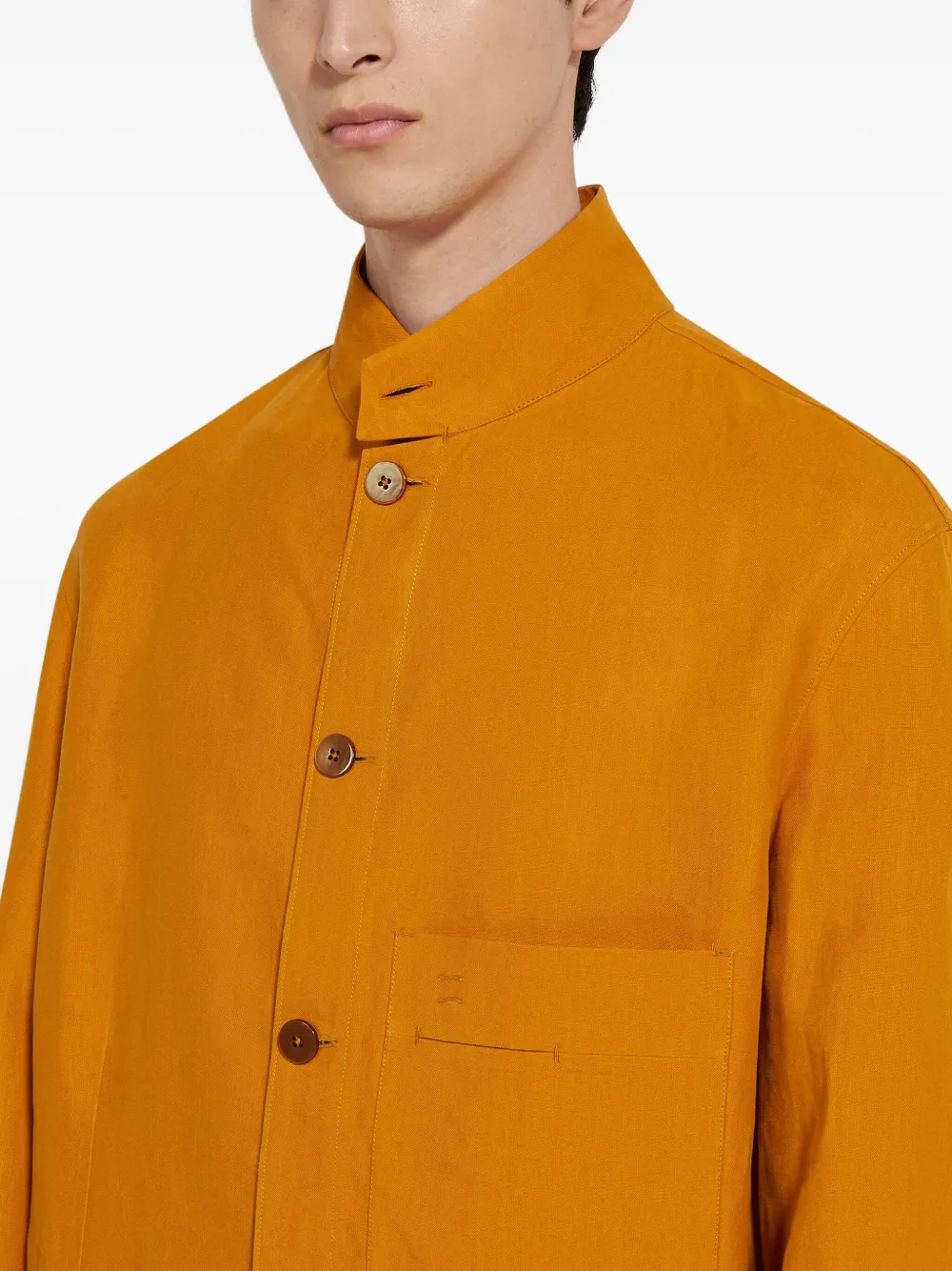 Zegna Oasi Lino linnen shirtjack Oranje