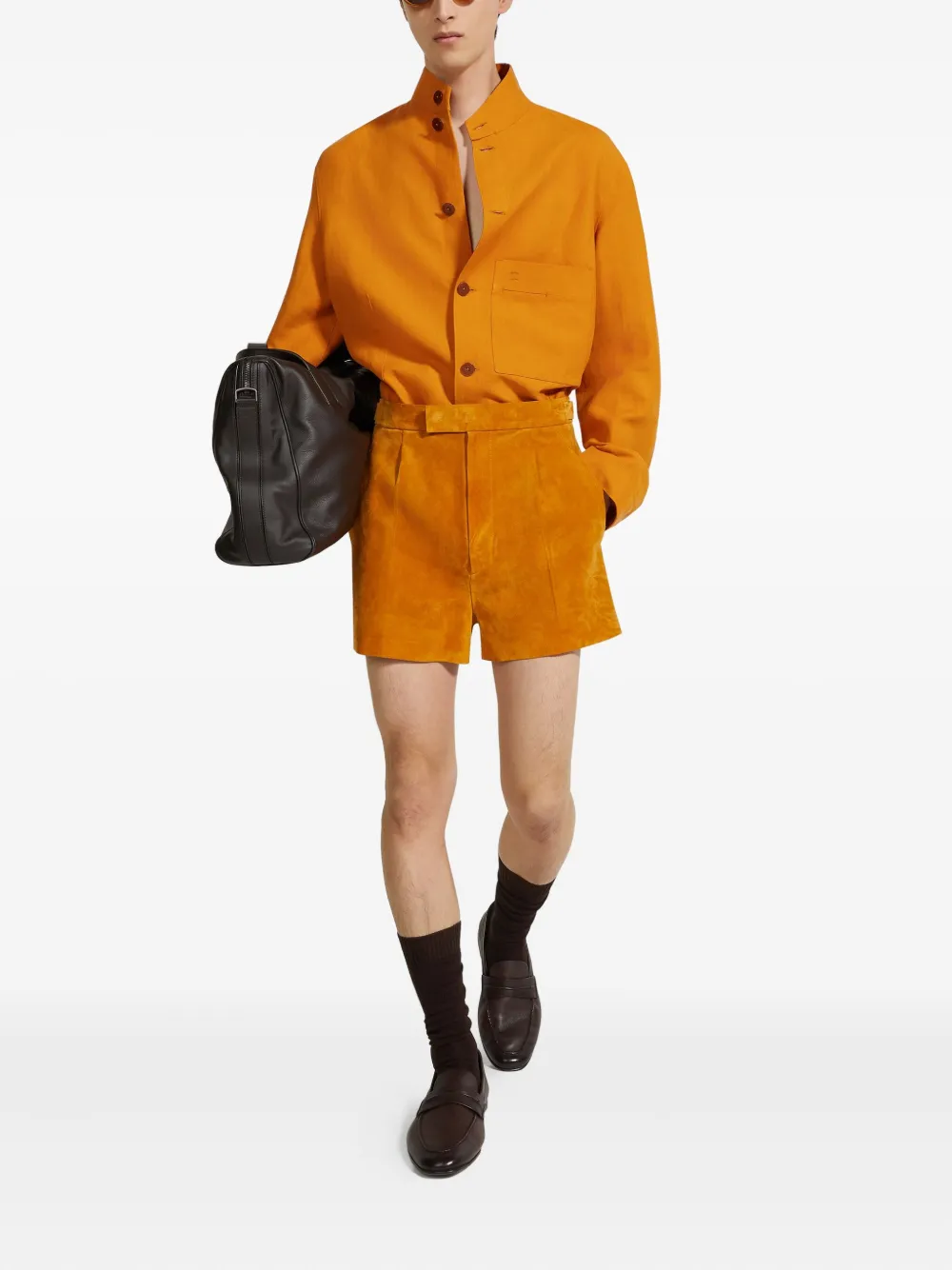 Zegna Oasi Lino linnen shirtjack Oranje