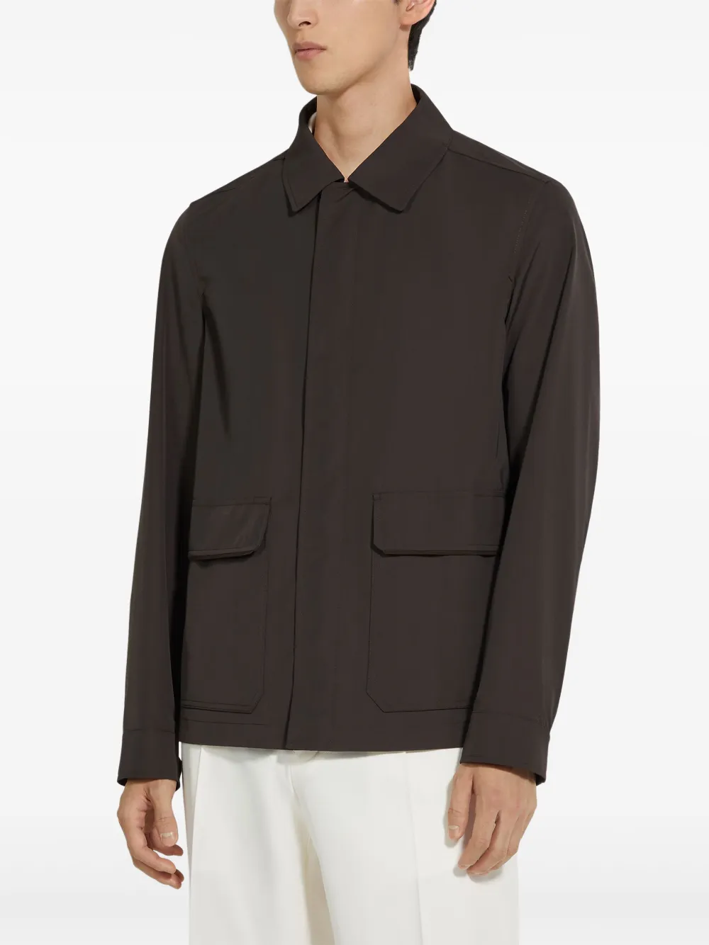 Zegna Shirtjack met klassieke kraag Bruin