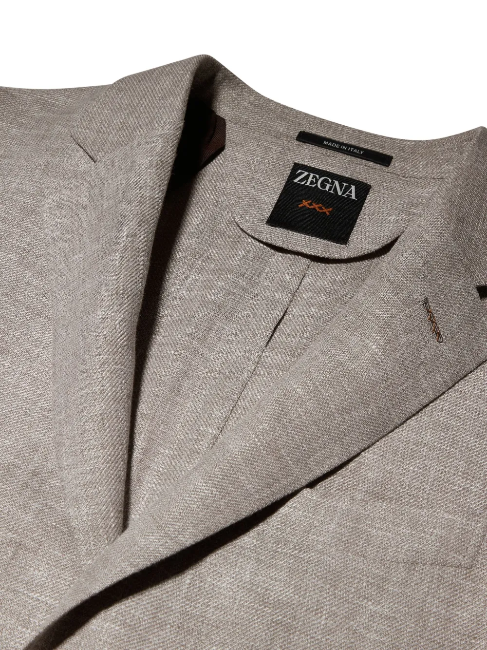 Zegna Light Brown Crossover Linen Wool And Silk Blend Jacket In Neutrals