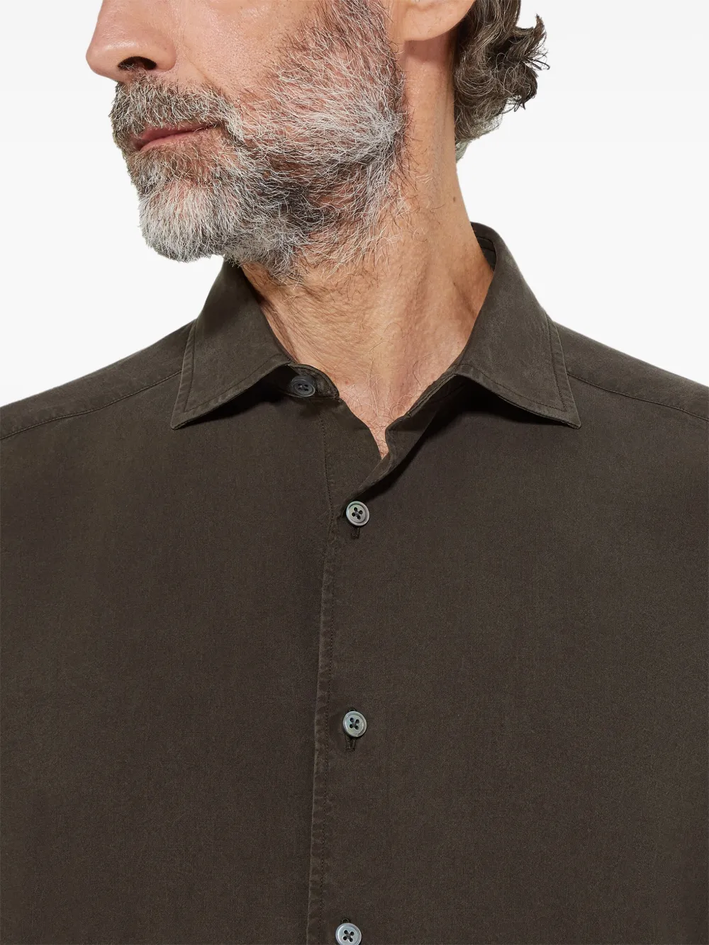 Zegna Zijden overhemd Bruin