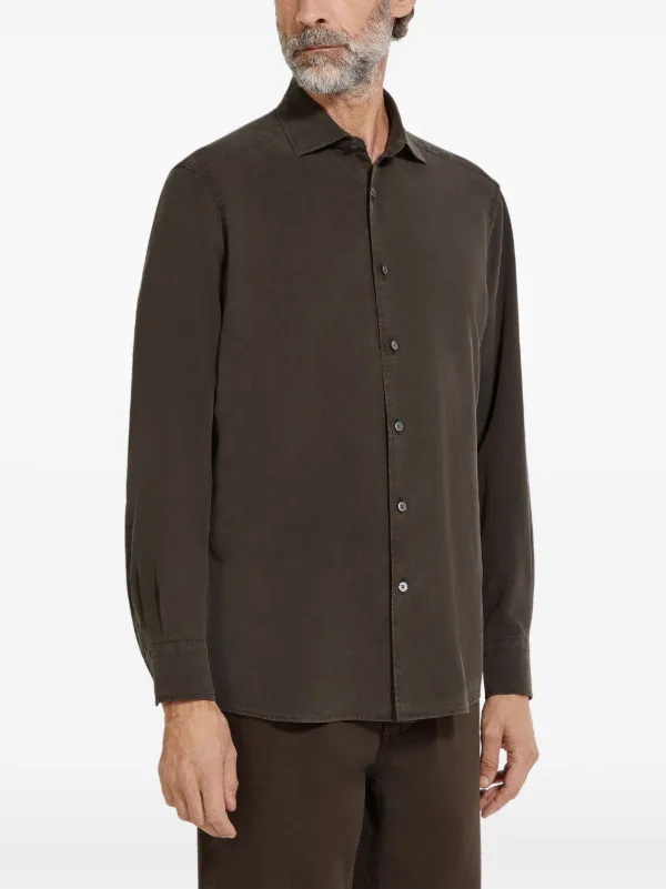 Zegna シルクシャツ | ブラウン | FARFETCH JP