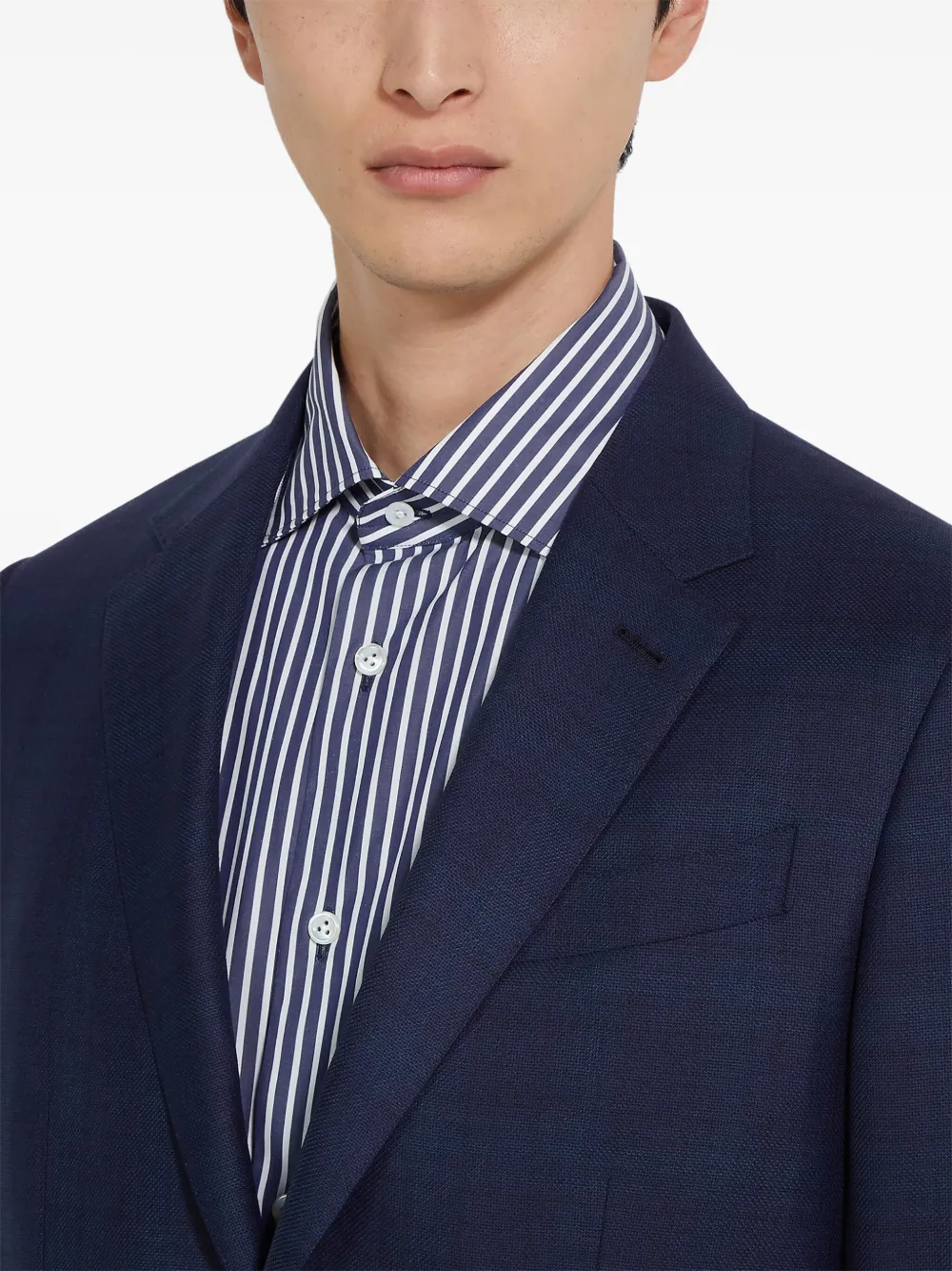 Zegna Prince Of Wales Plaid Achillfarm Wool Blazer In Blue