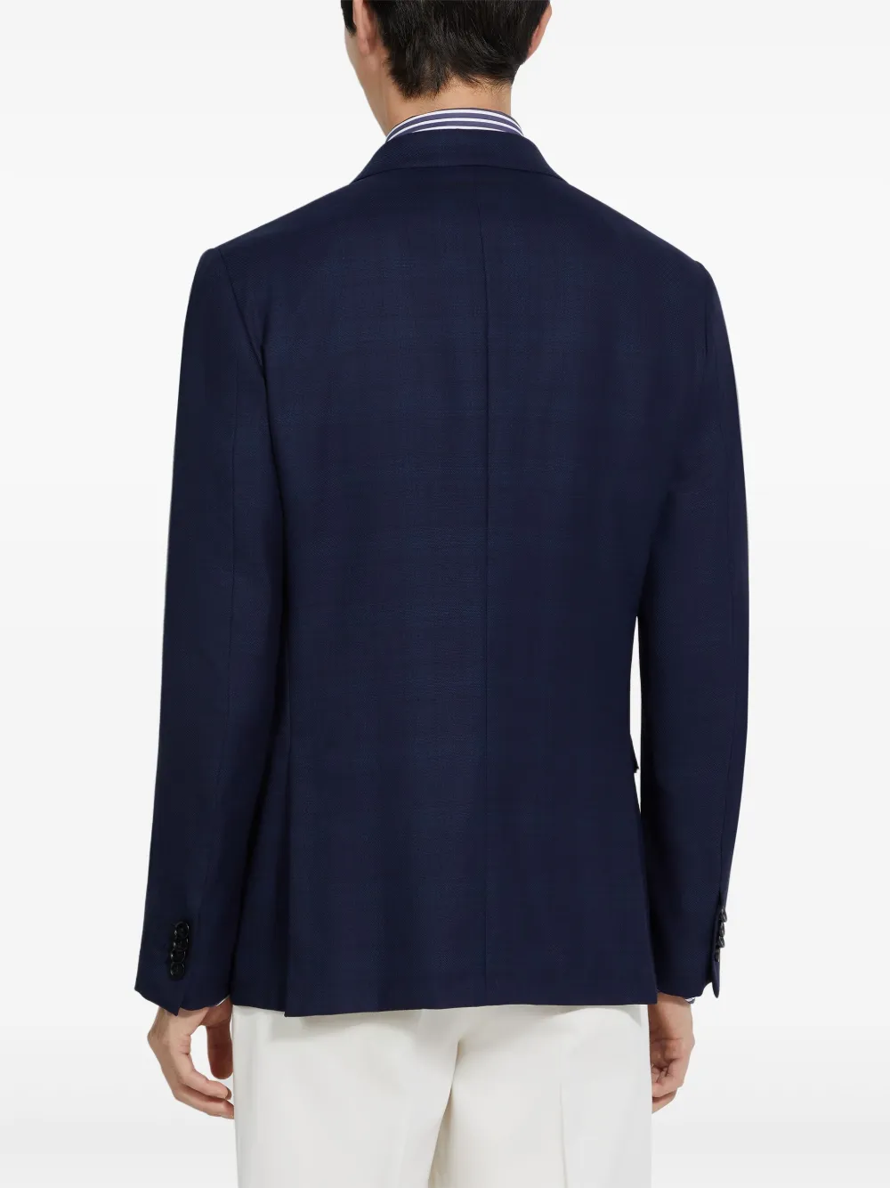Zegna Prince Of Wales Plaid Achillfarm Wool Blazer In Blue