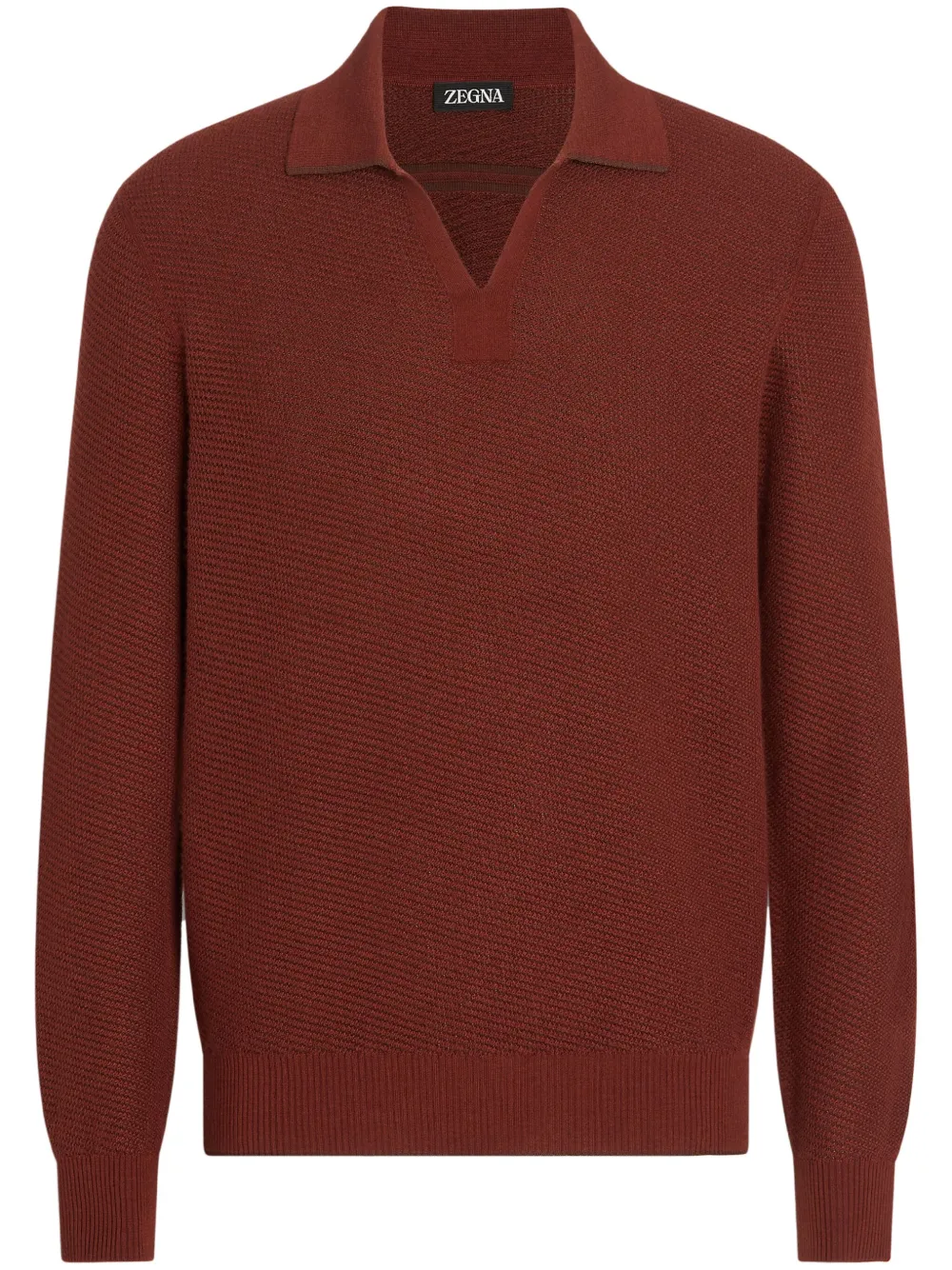Zegna Textured Silk And Cashmere Polo Sweater In Red