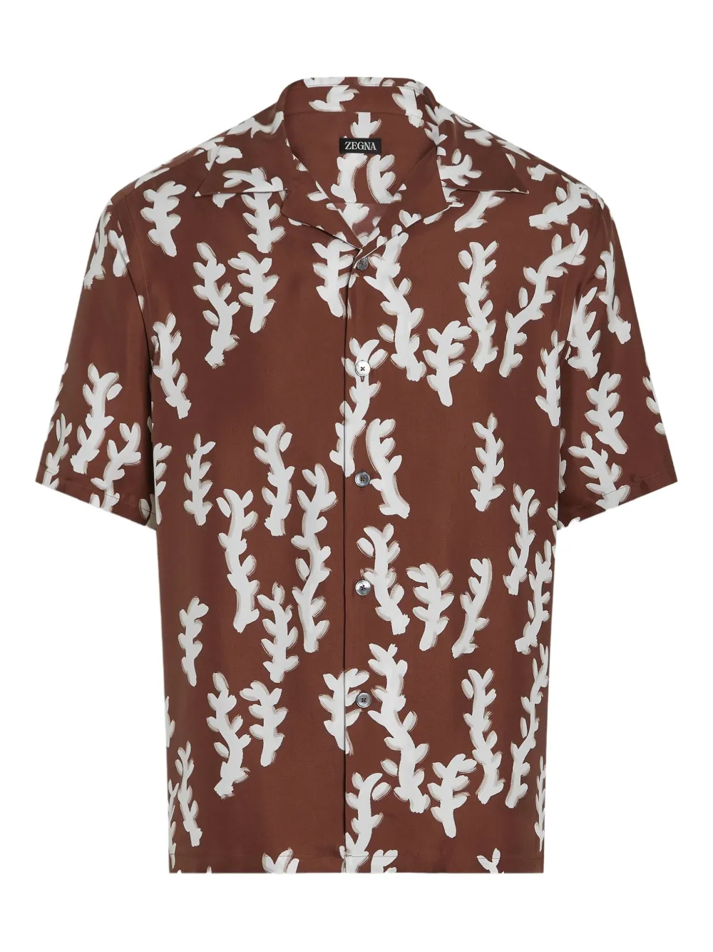 Zegna Zijden overhemd met bloemenprint - Bruin