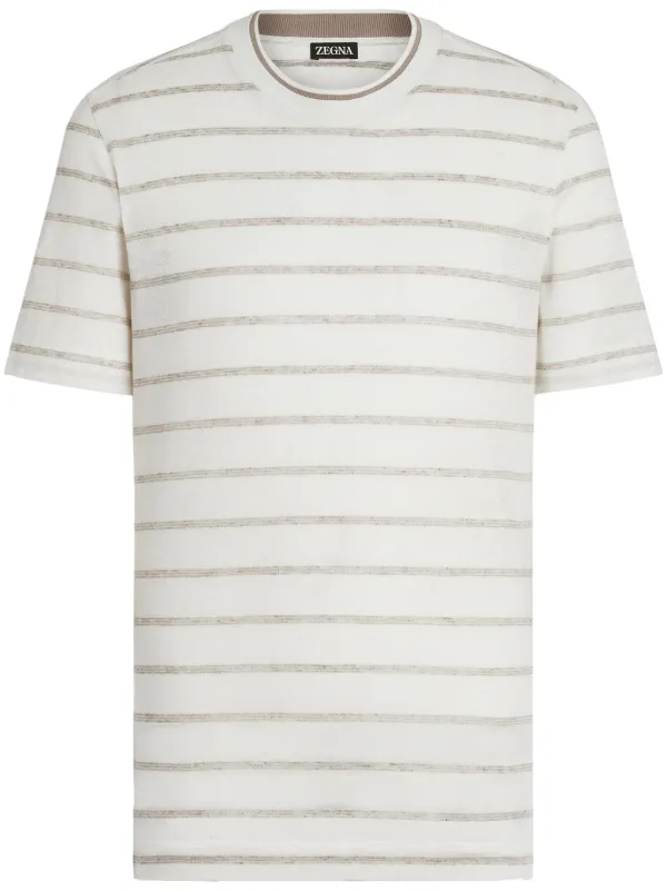 Tシャツ・カットソー ZEGNA SS25 Linen shirt (UFX37A9SRF13 001) Zegna - Linen-Jersey T-Shirt - Blue Zegna