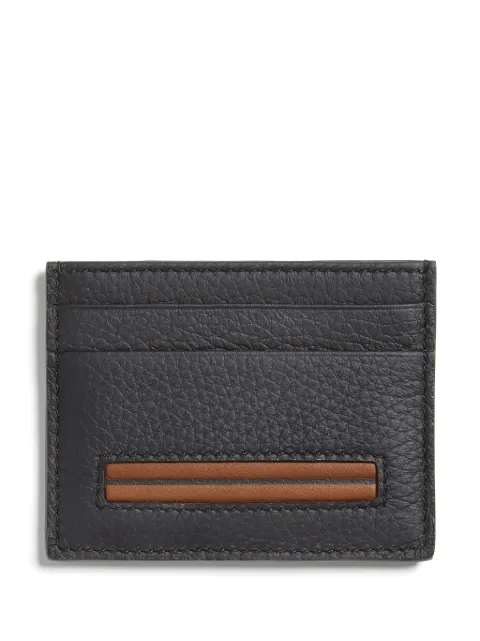 Zegna tarjetero de piel con parche del logo
