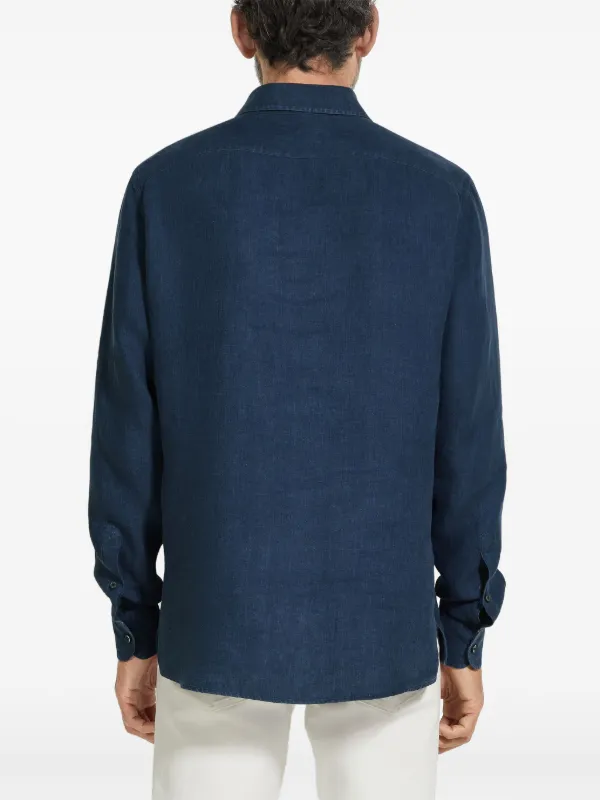 Zegna Camisa Oasi Lino | Azul | FARFETCH BR