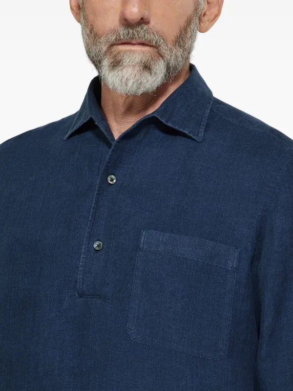 Zegna Oasi Lino Shirt | Blue | FARFETCH