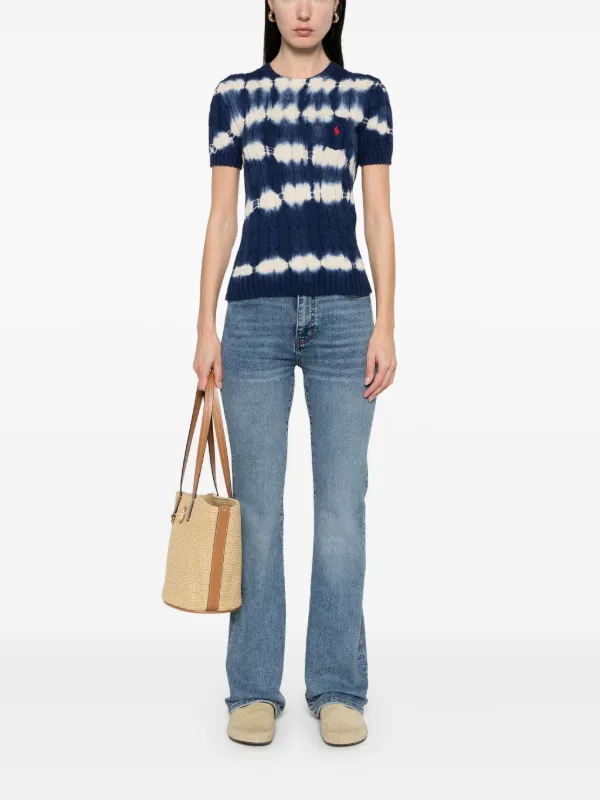 Polo Ralph Lauren☆2色のコットンケーブルニットTシャツ Polo Ralph Lauren ケーブルニット Tシャツ | FARFETCH JP
