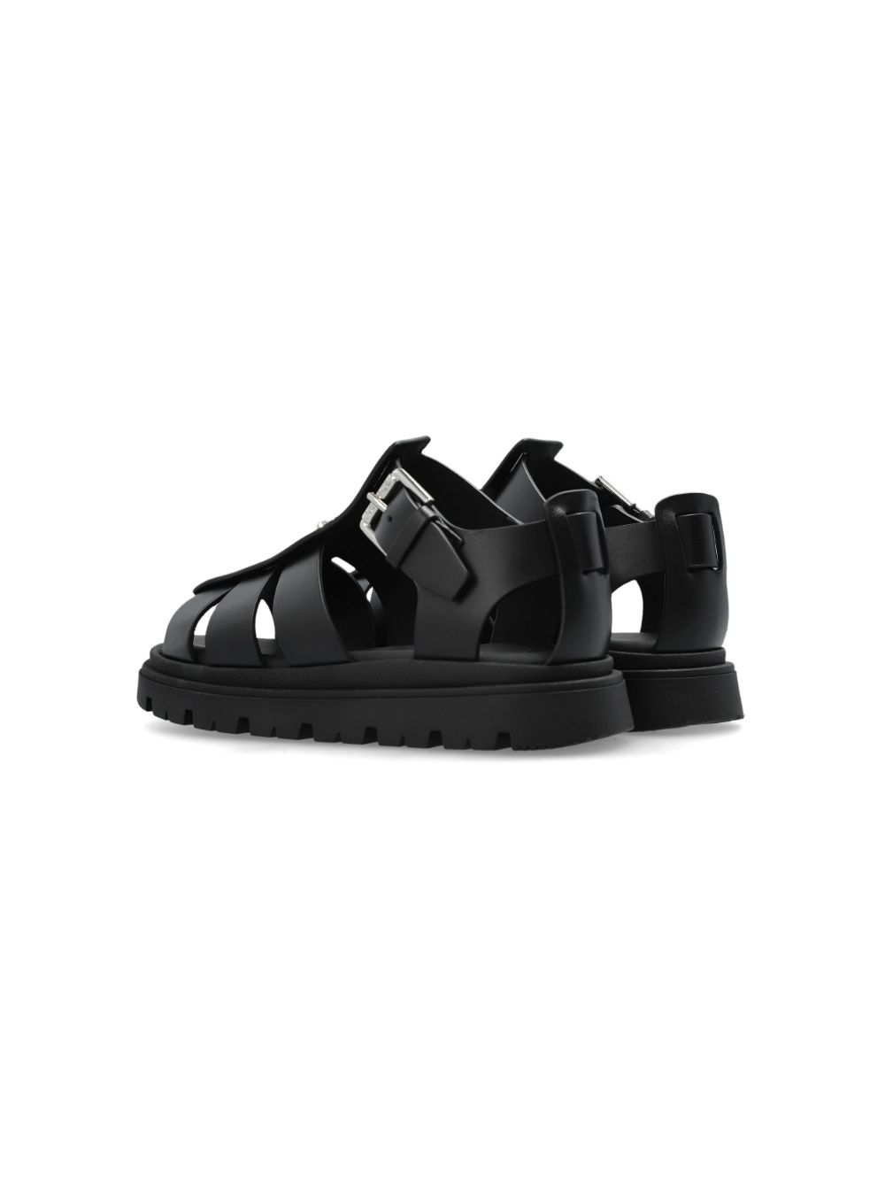 Versace Kids Gekooide sandalen met Medusa-plakkaat Zwart