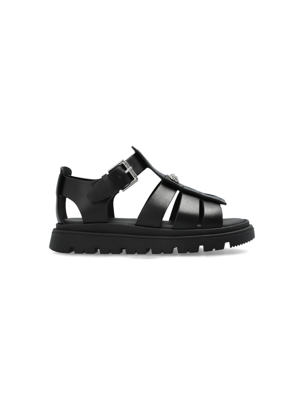 Versace Kids Medusa-plaque cage sandals Black