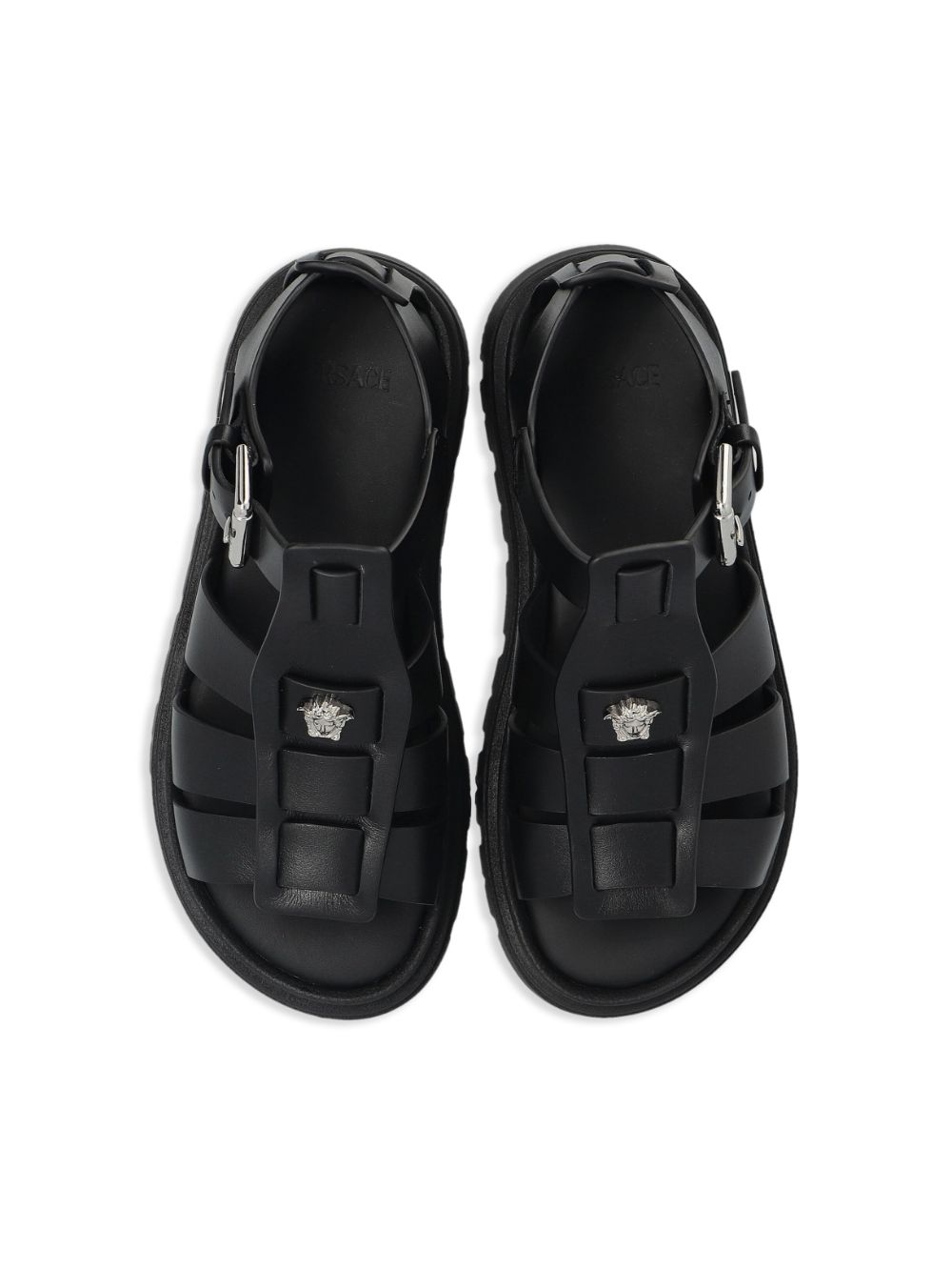 Versace Kids Gekooide sandalen met Medusa-plakkaat Zwart