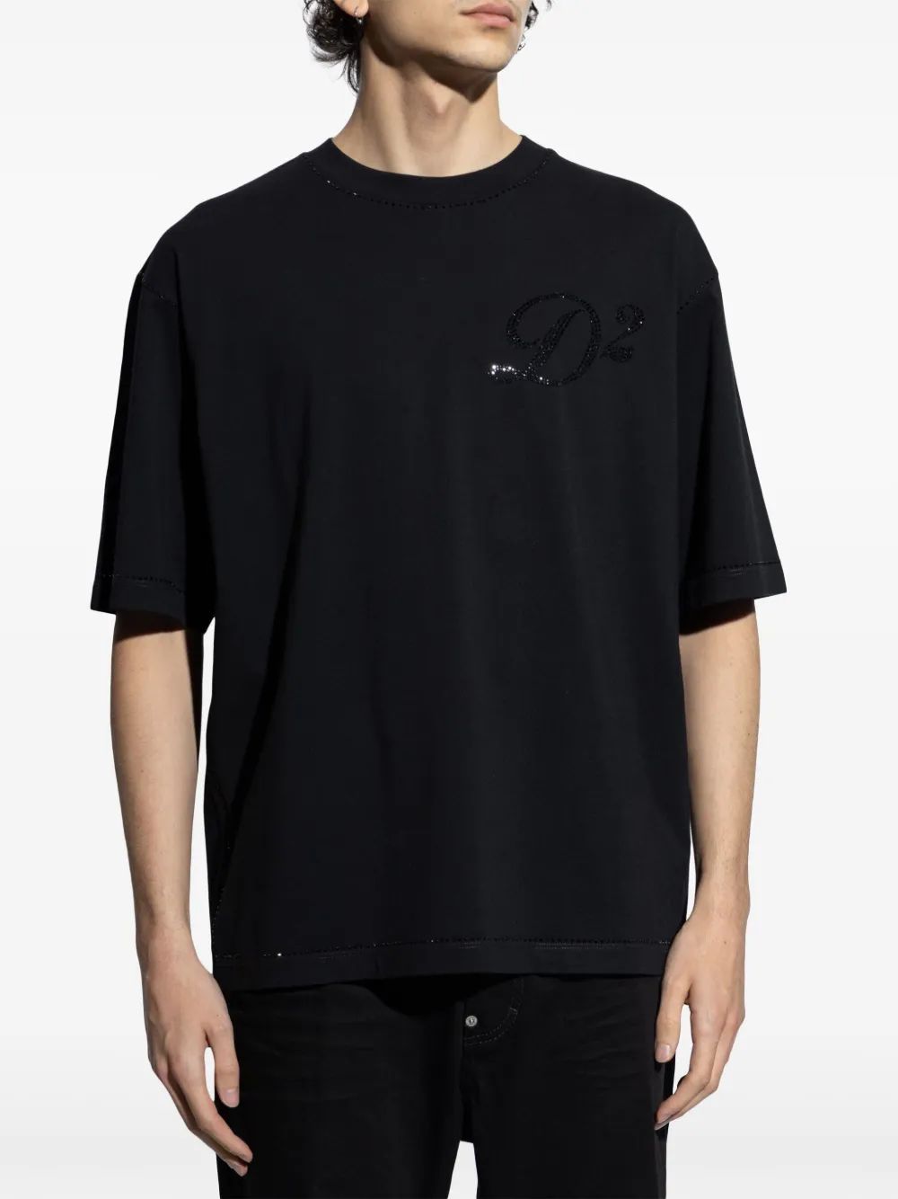 DSQUARED2 T-shirt verfraaid met logo Zwart