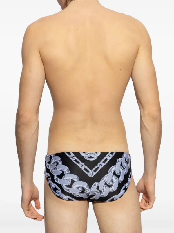 Versace Traje De Baño Con Cadenas Estampadas Negro FARFETCH AR