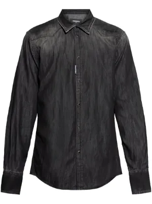DSQUARED2 ウォッシュド デニムシャツ | ブラック | FARFETCH JP
