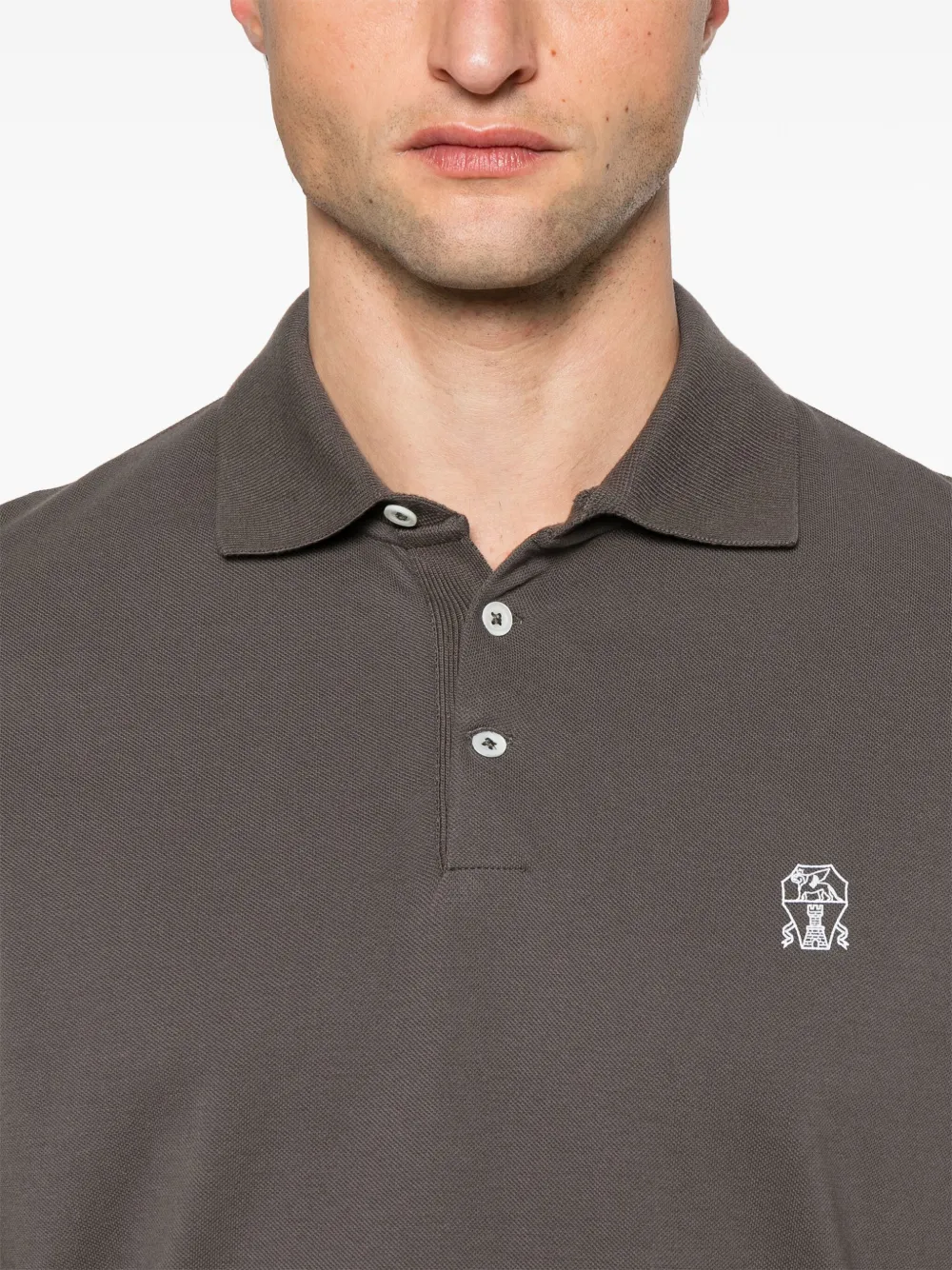 Brunello Cucinelli Poloshirt met logoprint Bruin
