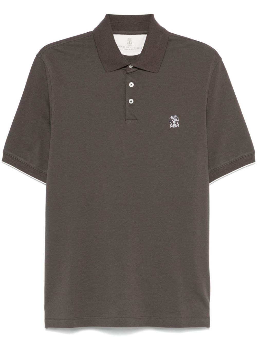 Brunello Cucinelli logo-print polo shirt - Brown