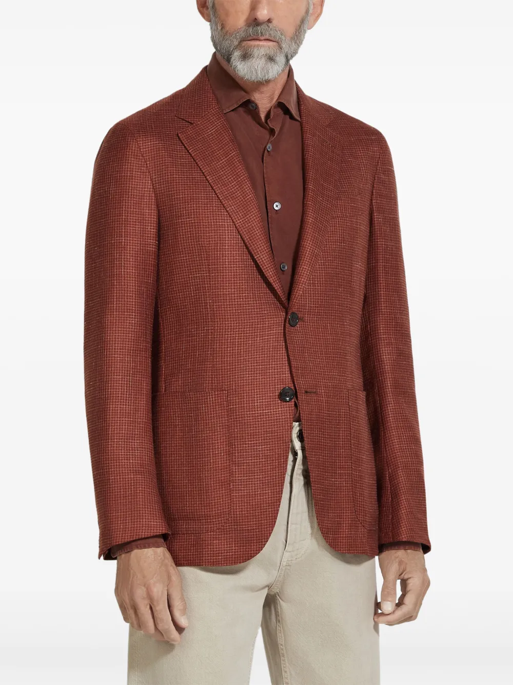 Shop Zegna Single-breasted Blazer In Brown