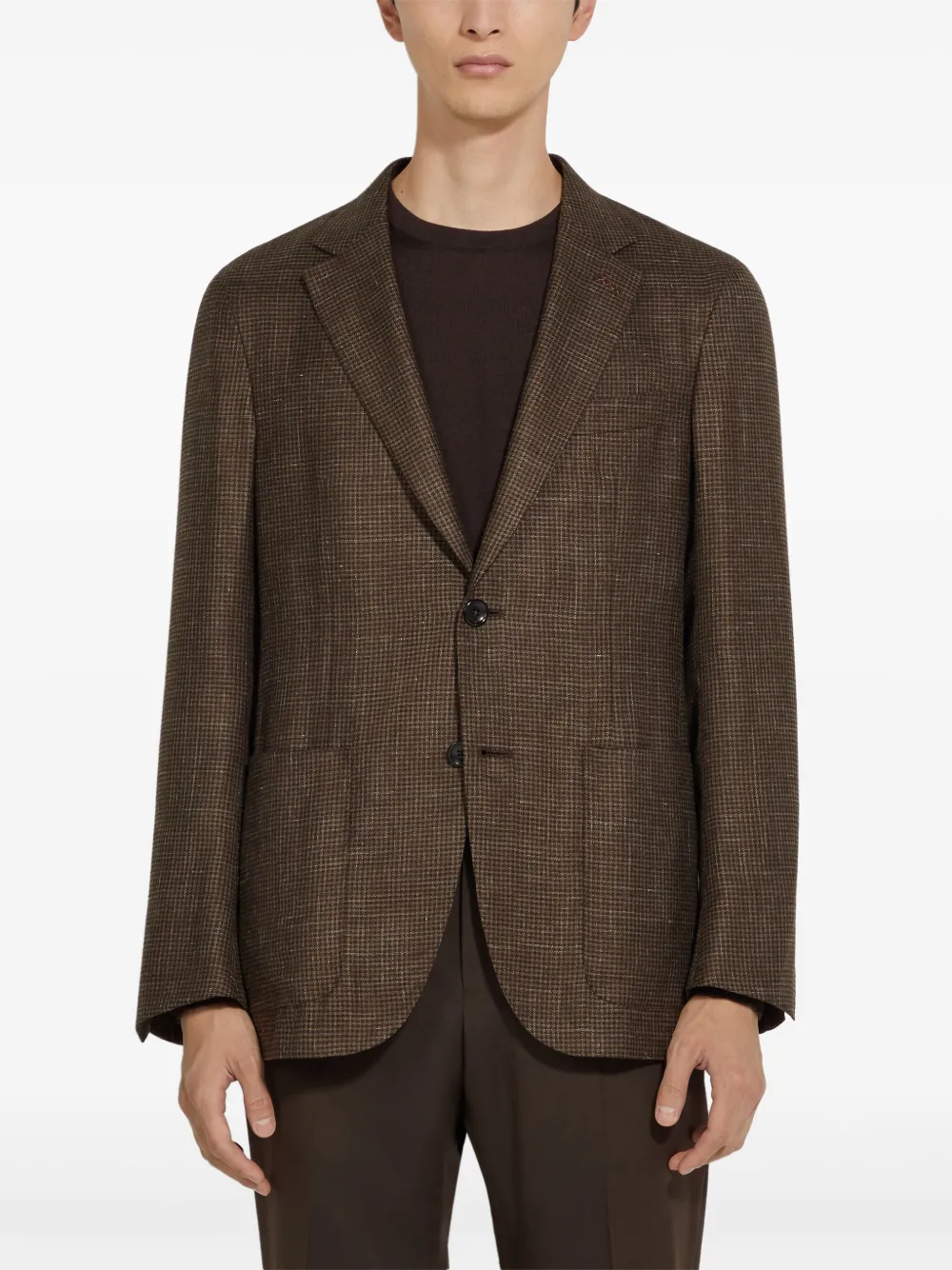 Zegna Blazer met enkele rij knopen Bruin