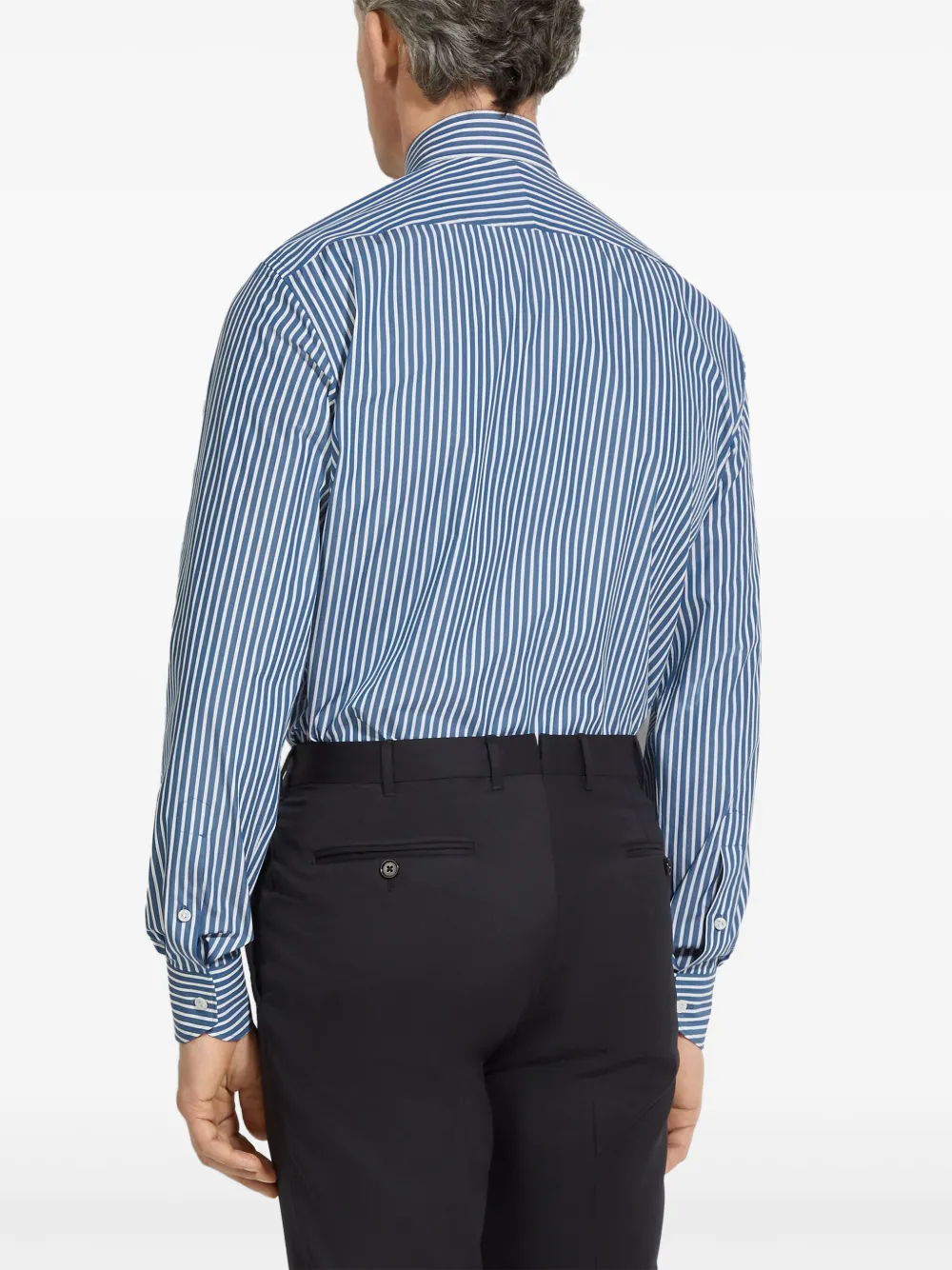 Zegna Centoventimila gestreept katoenen overhemd Blauw
