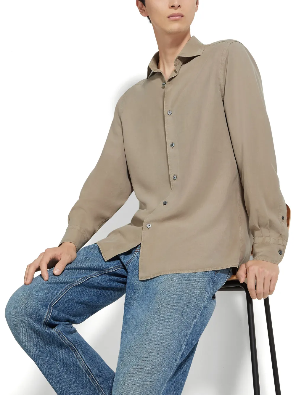 Shop Zegna Silk Shirt In 中性色