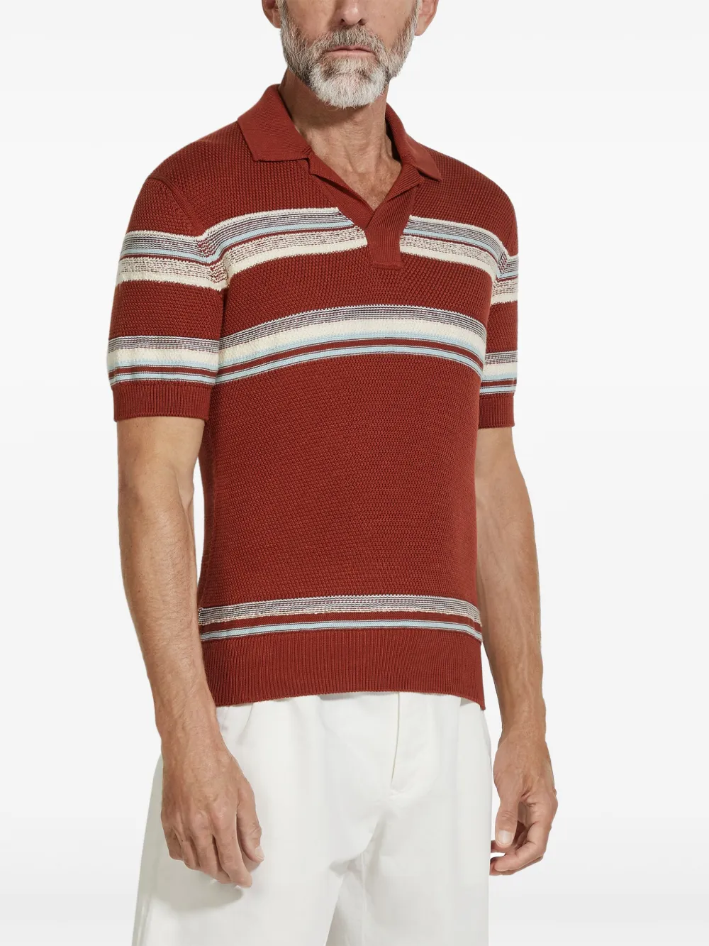 Zegna Gestreept poloshirt - Rood
