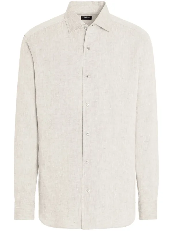 Zegna Oasi Lino Shirt in Neutrals