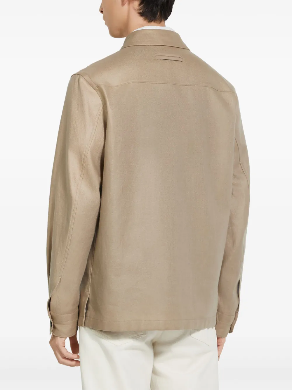 Shop Zegna Oasi Lino Overshirt In Neutrals