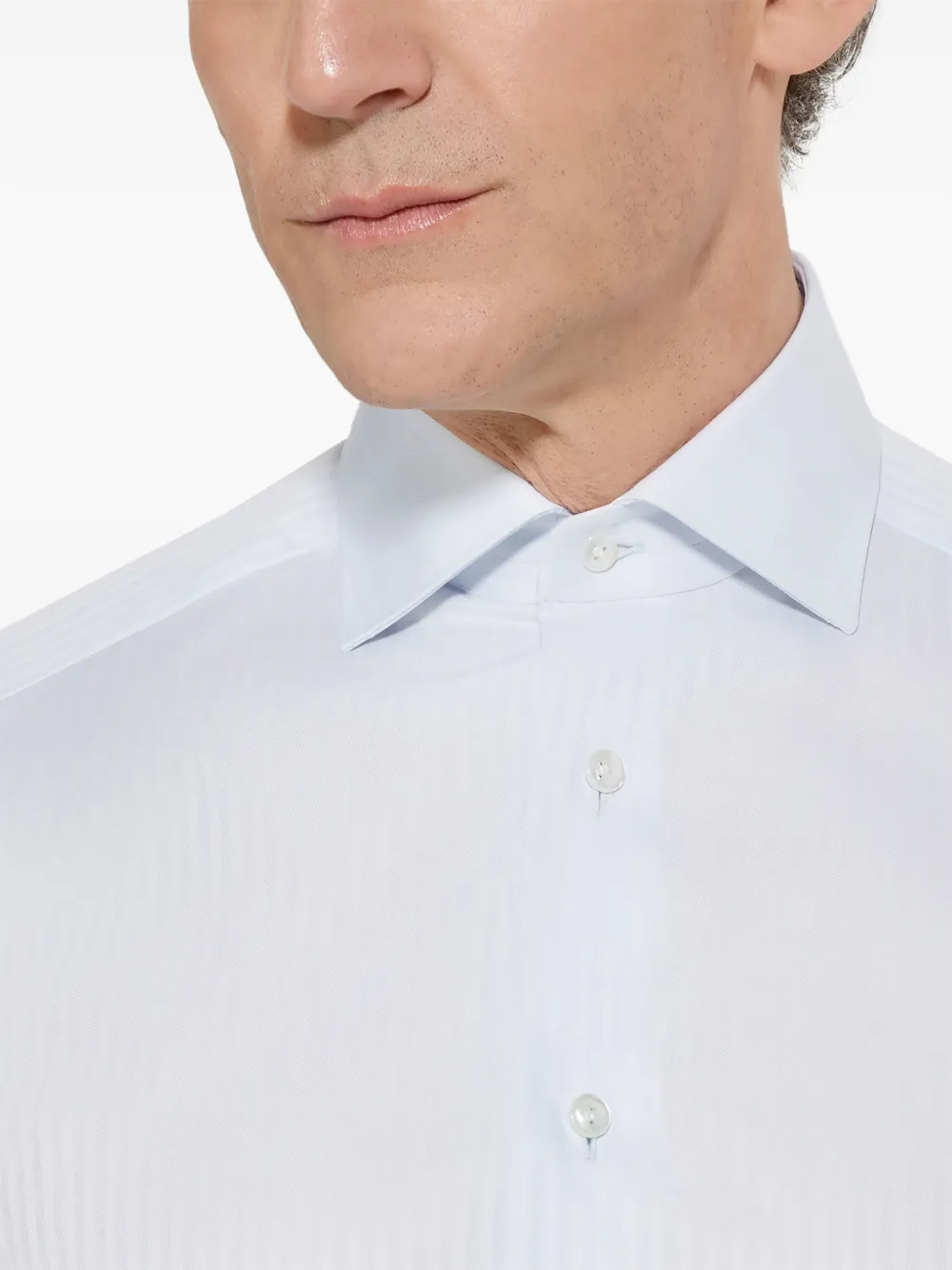 Zegna Structured Centoventimila Cotton Shirt In Blue
