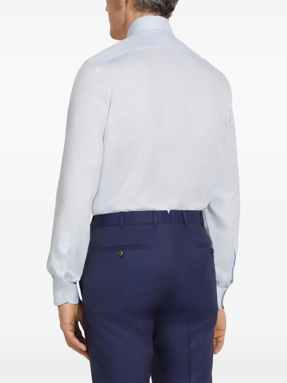 Zegna Structured Centoventimila Cotton Shirt In Blue