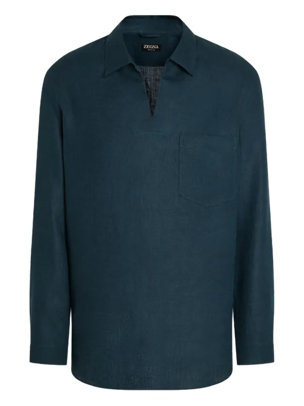 【ZEGNA】軽やかな着心地☆ ゼニア リネン Tシャツ Zegna リネン Tシャツ | ブルー | FARFETCH JP