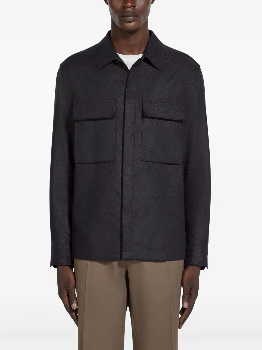 Shop Zegna Oasi Lino Shirt In Blue