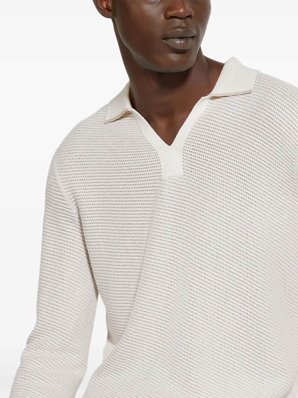 Zegna Poloshirt van zijde-kasjmierblend Wit