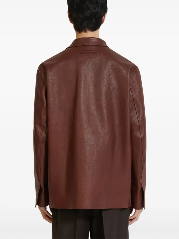 Zegna レザージャケット | ブラウン | FARFETCH JP