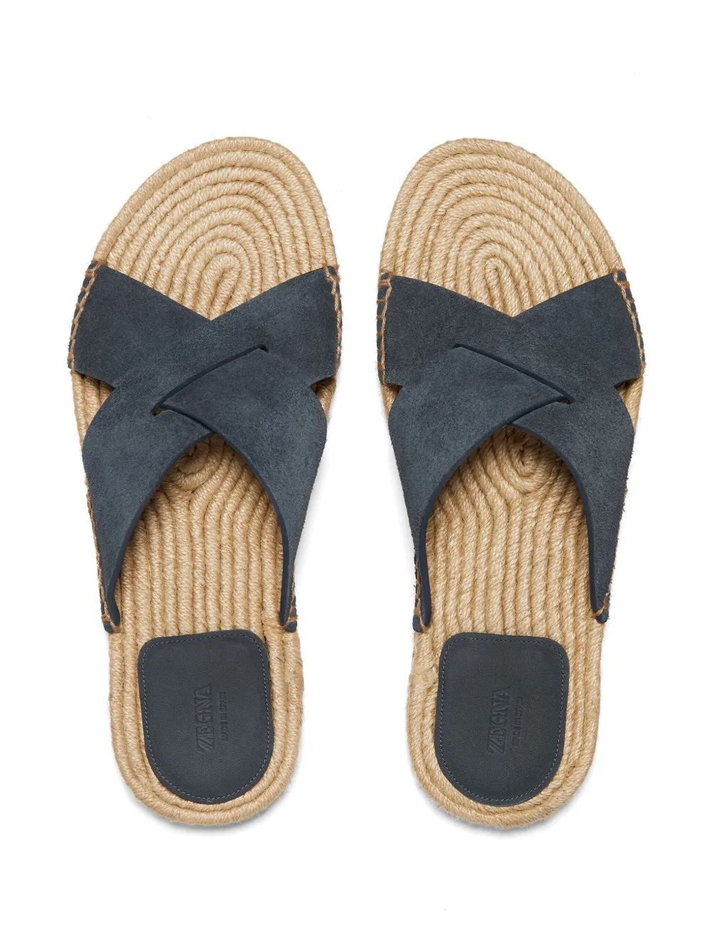 Zegna crossover-strap suede espadrilles Blue