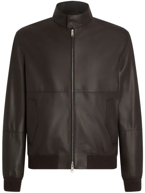 Zegna veste bomber en cuir - Marron - Zegna - Modalova